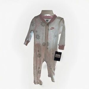Nike Kids One Piece - Pink and White with Snowflake Pattern